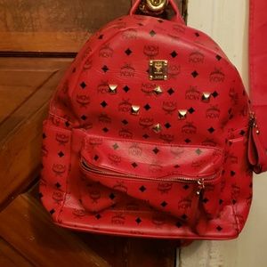 MCM red backpack